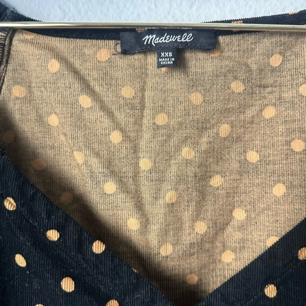 Madewell Corduroy Puff-Sleeve Wrap Top in Oval Dot Size XXS